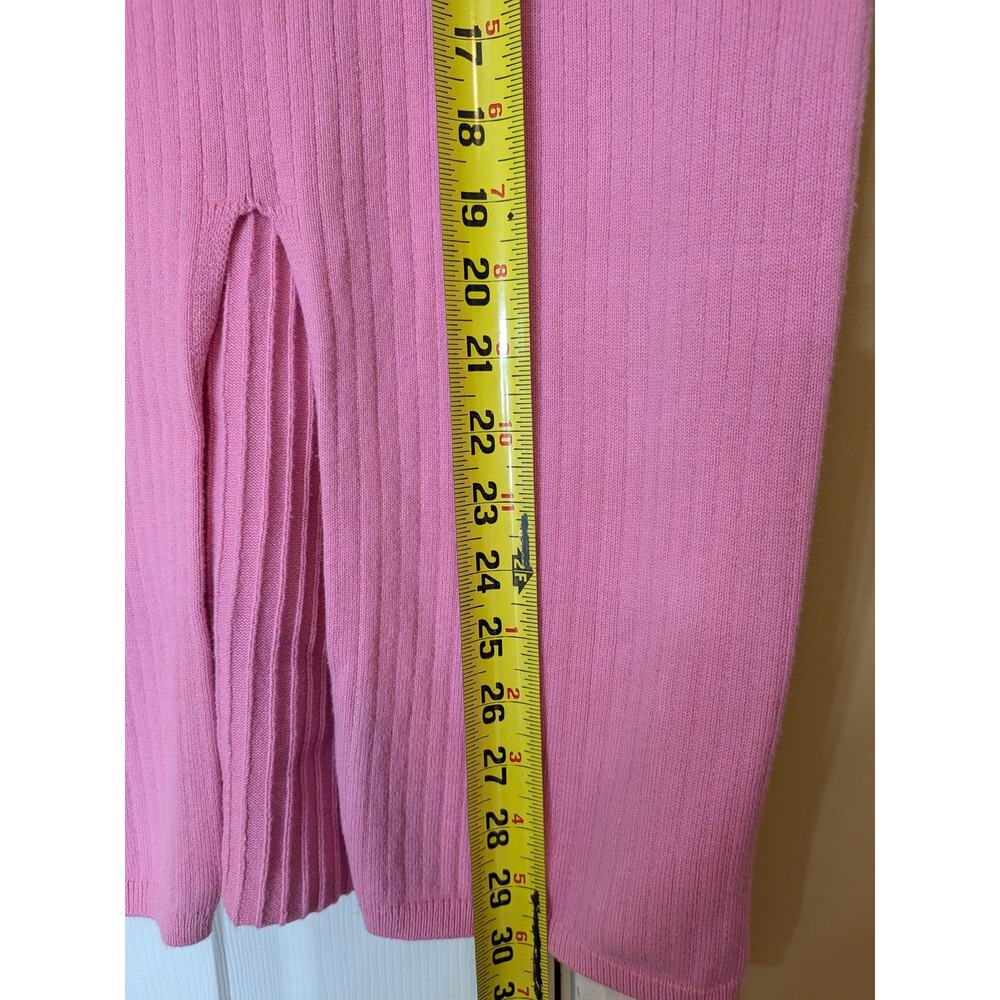 Free People Skyline Midi Skirt Size Large Pink Ribbed Knit Slit Preppy Bohemian - Picture 7 of 8